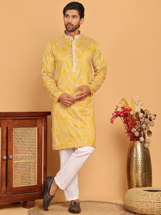 Embroidered straight Kurta with Pyjamas