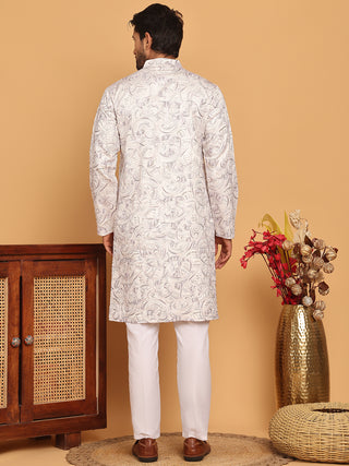 Embroidered & Sequins straight Kurta with Pyjamas