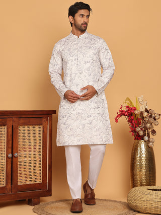 Embroidered & Sequins straight Kurta with Pyjamas