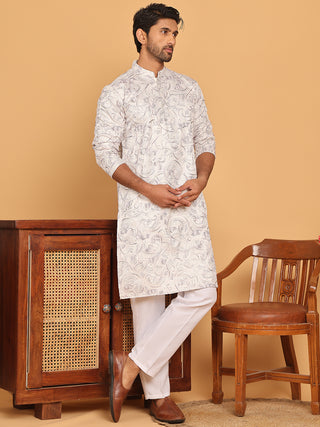 Embroidered & Sequins straight Kurta with Pyjamas
