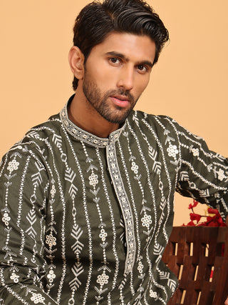 Embroidery and mirror work straight Kurta Set,