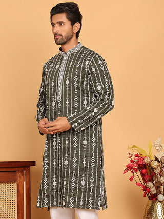 Embroidery and mirror work straight Kurta for Men