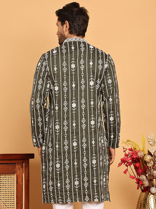 Embroidery and mirror work straight Kurta for Men