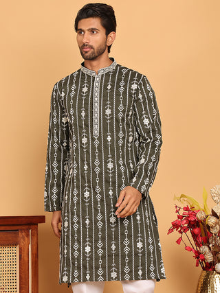 Embroidery and mirror work straight Kurta for Men