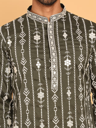 Embroidery and mirror work straight Kurta Set,