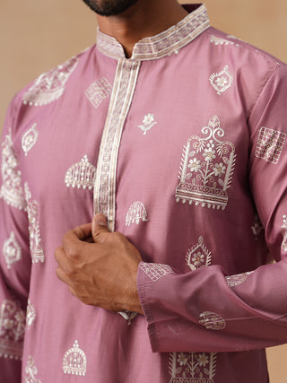 Embroidered Silk Blend Kurta Pyjama Set