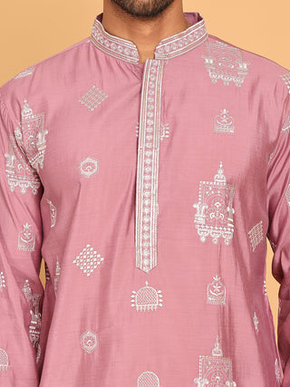 Embroidered Silk Blend Kurta Pyjama Set