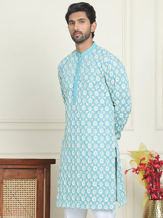 Embroidered Straight Kurtas For Men