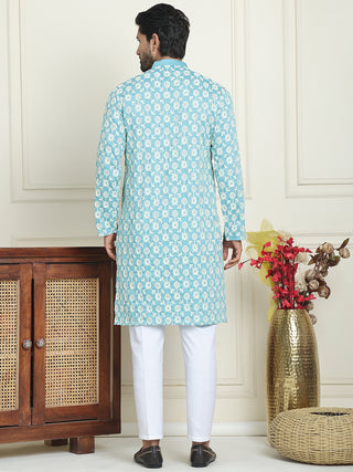 Embroidered Straight Kurta Pyjama Set For Men