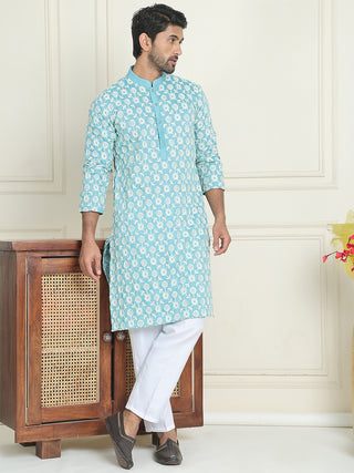 Embroidered Straight Kurta Pyjama Set For Men