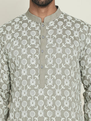Embroidered Straight Kurta Pyjama Set For Men