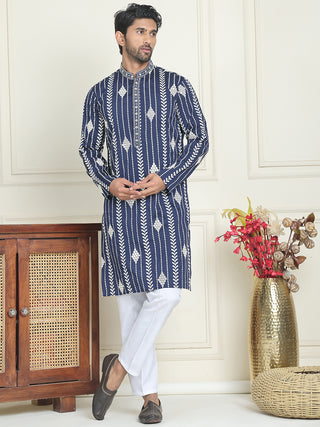 Embroidery and mirror work straight Kurta Set,