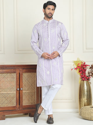 Embroidery and mirror work straight Kurta Set,