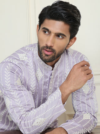 Embroidery and mirror work straight Kurta Set,