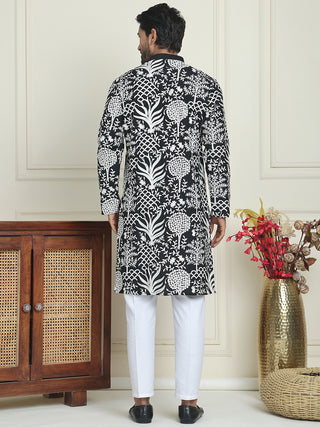 Embroidered Silk Blend Kurta Pyjama Set