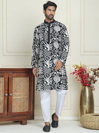 Embroidered Silk Blend Kurta Pyjama Set