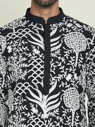 Embroidered Silk Blend Kurta Pyjama Set