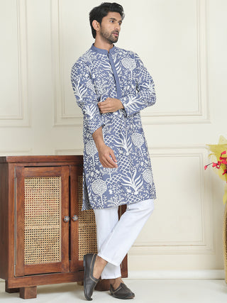 Embroidered Silk Blend Kurta Pyjama Set