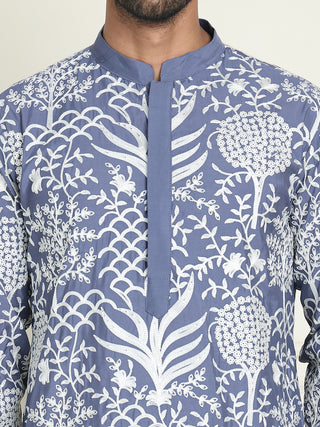 Embroidered Silk Blend Kurta Pyjama Set