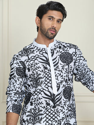 Embroidered Silk Blend Kurta Pyjama Set