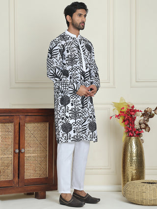 Embroidered Silk Blend Kurta Pyjama Set