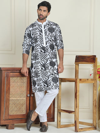 Embroidered Silk Blend Kurta Pyjama Set
