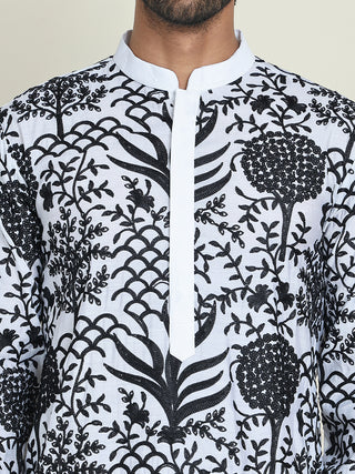 Embroidered Silk Blend Kurta Pyjama Set