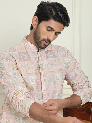 Embroidered Straight Kurta Pyjama For Men
