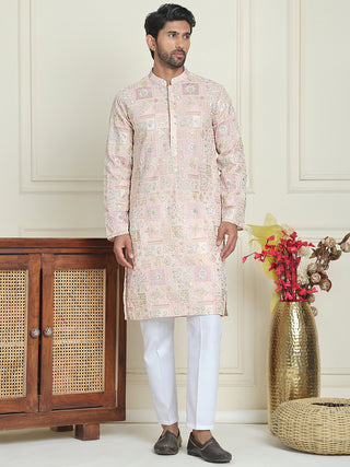 Embroidered Straight Kurta Pyjama For Men