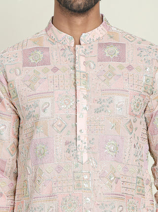 Embroidered Straight Kurta Pyjama For Men
