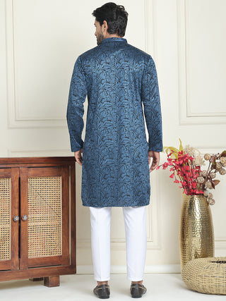 Embroidered & Sequins Straight Kurta with Pyjamas