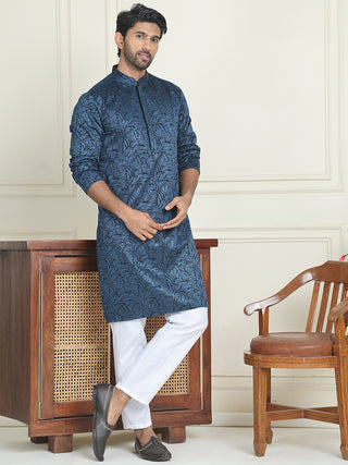 Embroidered & Sequins Straight Kurta with Pyjamas