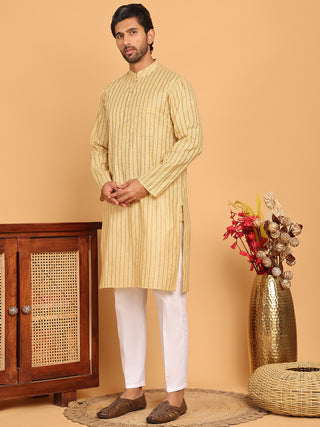 Men's Cotton Striped Kurta Pyjama Set