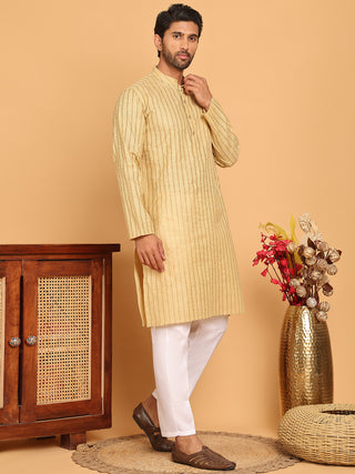 Men's Cotton Striped Kurta Pyjama Set