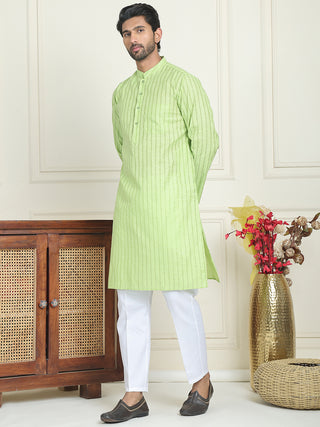 Men's Cotton Striped Kurta Pyjama Set