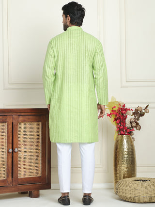 Men's Cotton Striped Kurta Pyjama Set