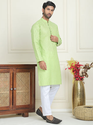 Men's Cotton Striped Kurta Pyjama Set
