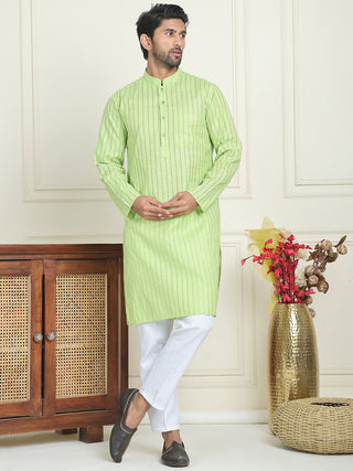 Men's Cotton Striped Kurta Pyjama Set