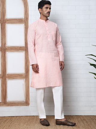 Men's Cotton Striped Kurta Pyjama Set