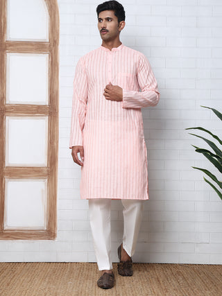Men's Cotton Striped Kurta Pyjama Set