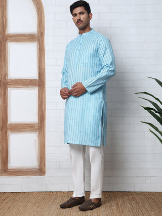 Men's Cotton Striped Kurta Pyjama Set