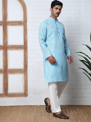 Men's Cotton Striped Kurta Pyjama Set