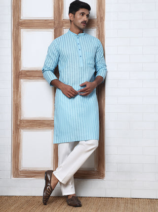 Men's Cotton Striped Kurta Pyjama Set