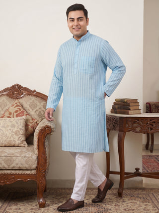 Men's Cotton Striped Kurta Pyjama Set