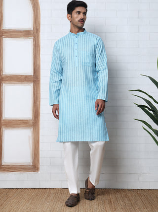 Men's Cotton Striped Kurta Pyjama Set