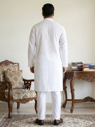 Men's Cotton Striped Kurta Pyjama Set