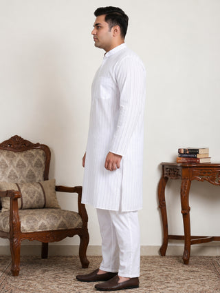 Men's Cotton Striped Kurta Pyjama Set