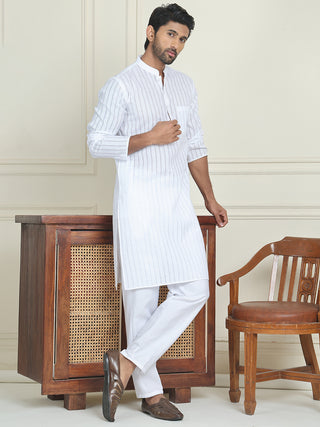 Men's Cotton Striped Kurta Pyjama Set