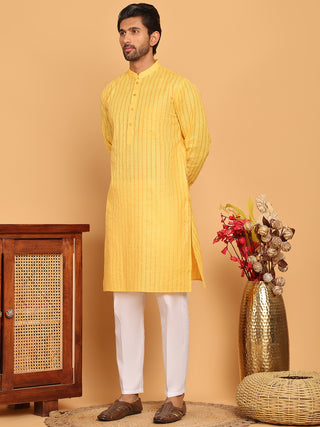 Men's Cotton Striped Kurta Pyjama Set