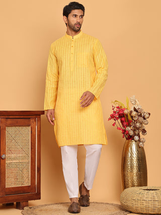 Men's Cotton Striped Kurta Pyjama Set